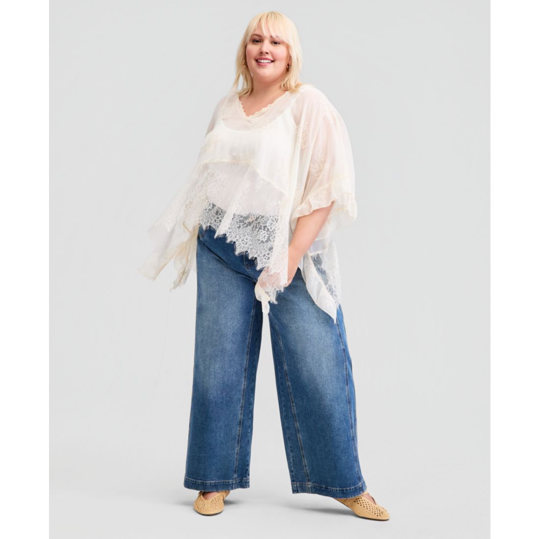 And Now This Trendy Plus Size Embroidered Lace Cape, Macy's Exclusive