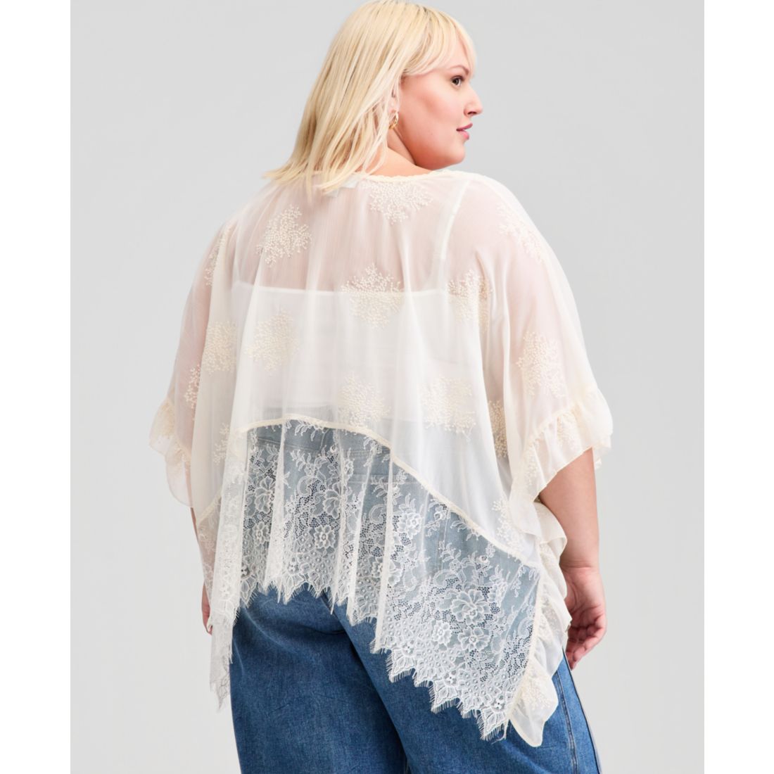 And Now This Trendy Plus Size Embroidered Lace Cape, Macy's Exclusive