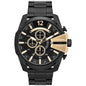 Diesel Men's Chronograph Mega Chief Black Ion-Plated Stainless Steel Bracelet Watch 51x59mm DZ4338