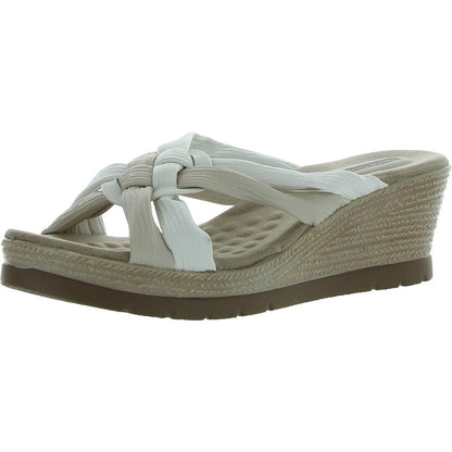 Womens Slip On Open Toe Wedge Sandals