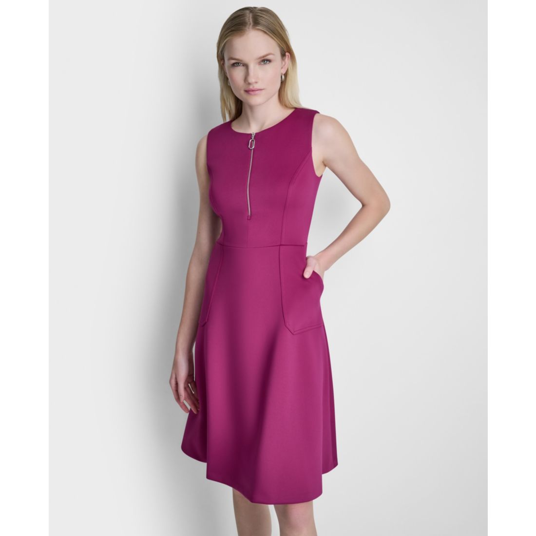 Dkny Women's Sleeveless Zip-Front Crewneck Dress