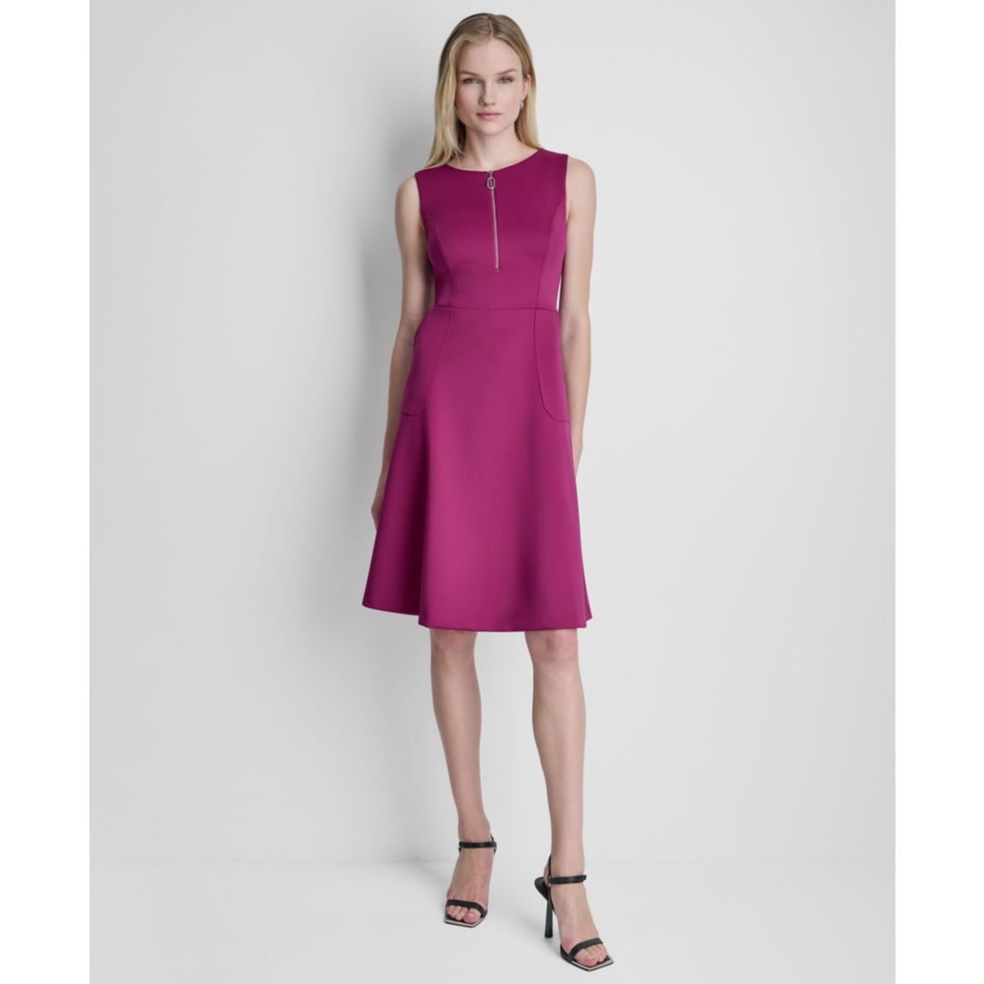 Dkny Women's Sleeveless Zip-Front Crewneck Dress