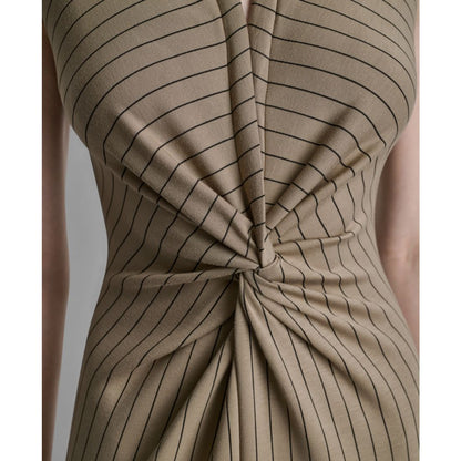 Dkny Women's Sleeveless Collared V-Neck Knot Front Dress