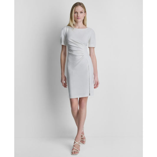 Dkny Women's Ruched Crewneck Short-Sleeve Dress