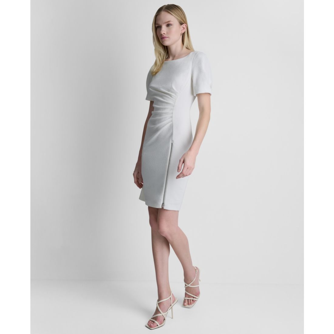 Dkny Women's Ruched Crewneck Short-Sleeve Dress