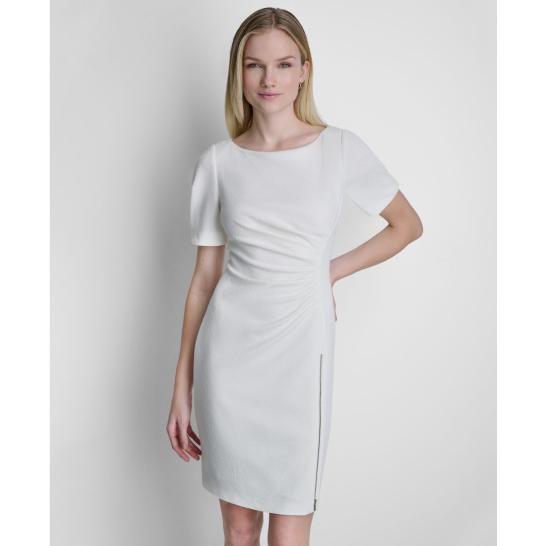 Dkny Women's Ruched Crewneck Short-Sleeve Dress