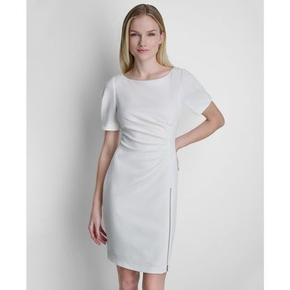 Dkny Women's Ruched Crewneck Short-Sleeve Dress