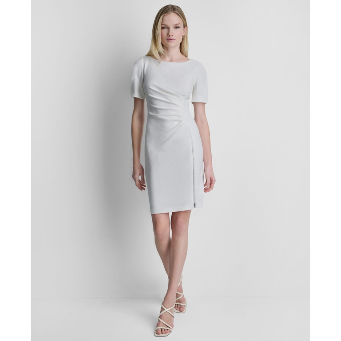 Dkny Women's Ruched Crewneck Short-Sleeve Dress