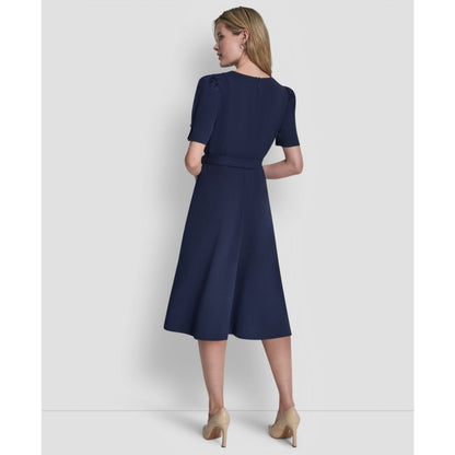 Dkny Women's Short-Sleeve Crewneck Belted Dress