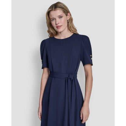 Dkny Women's Short-Sleeve Crewneck Belted Dress