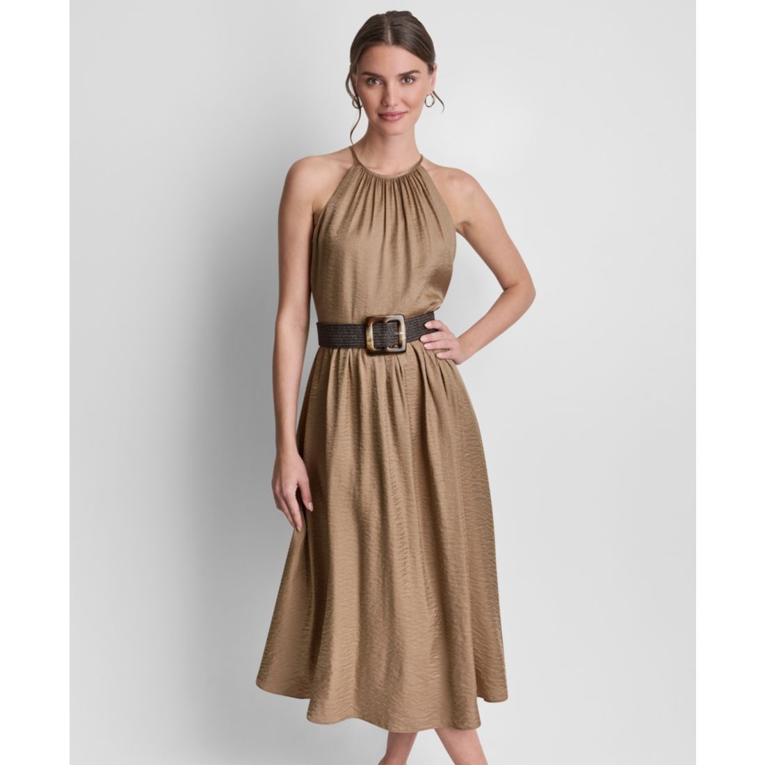 Dkny Women's Sleeveless Halter Midi Dress