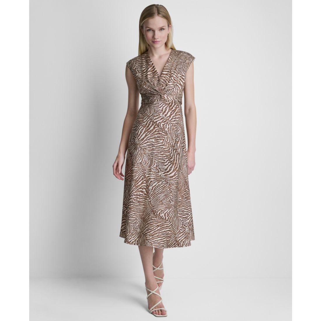 Dkny Women's V-Neck Knot Front Midi Dress