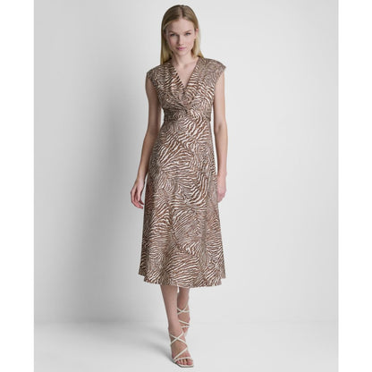 Dkny Women's V-Neck Knot Front Midi Dress