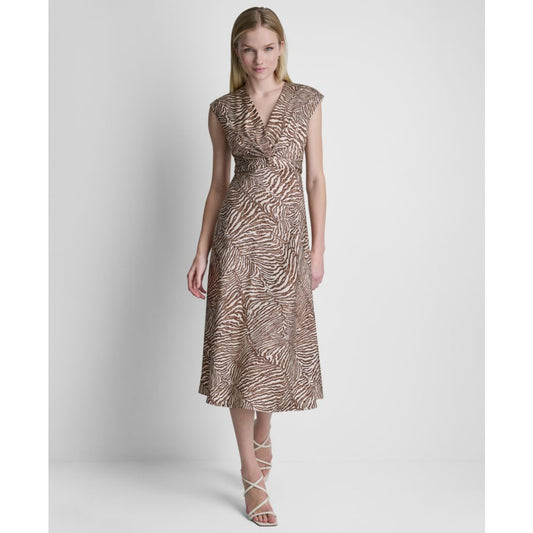 Dkny Women's V-Neck Knot Front Midi Dress