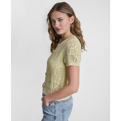 Dkny Jeans Petite Short-Sleeve Crew Neck Cardigan Sweater