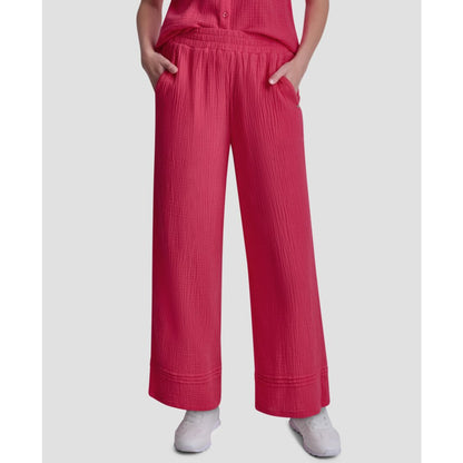 Dkny Jeans Petite Smocked Encased Elastic Waistband Ankle Length Pants