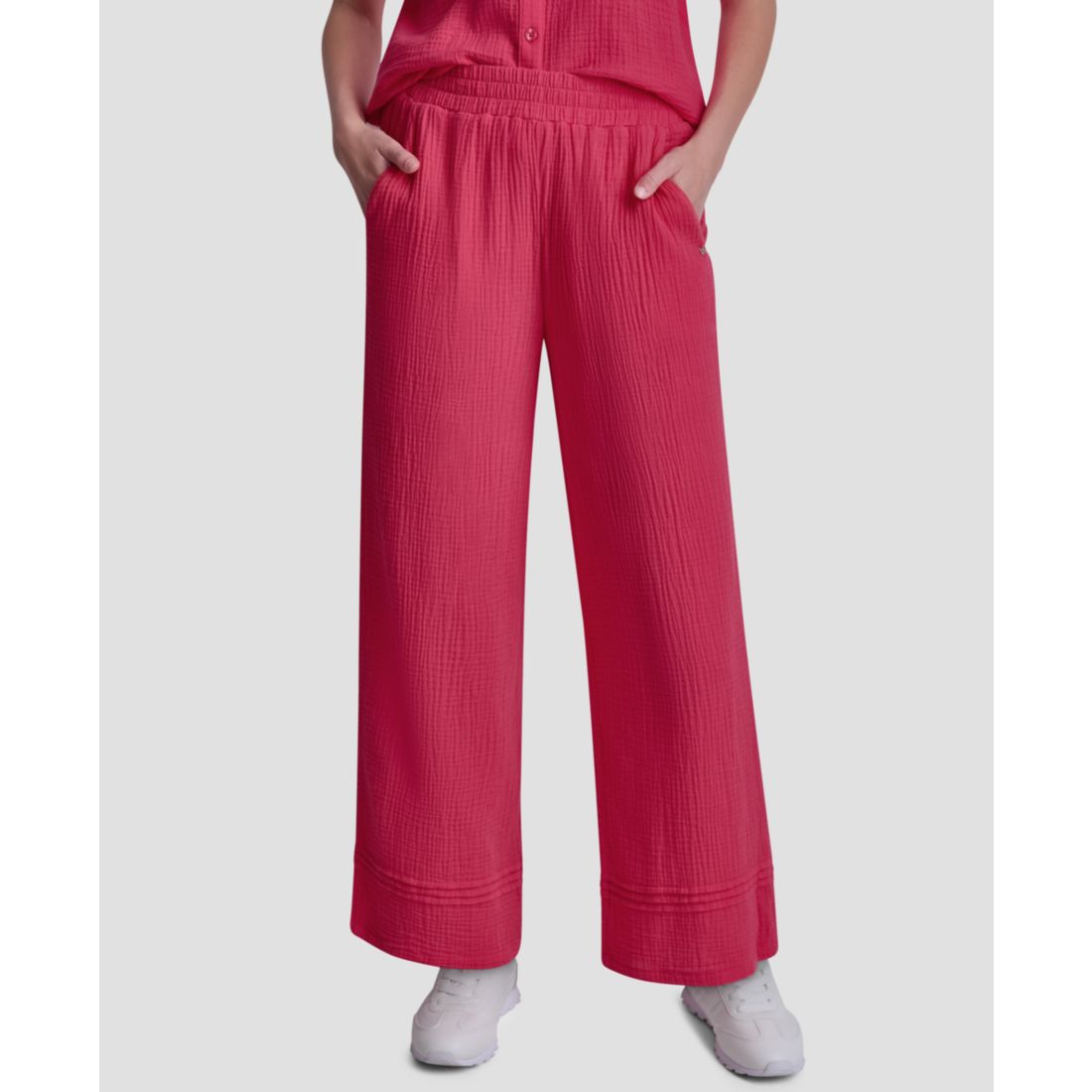 Dkny Jeans Petite Smocked Encased Elastic Waistband Ankle Length Pants