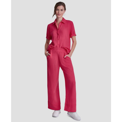 Dkny Jeans Petite Cuffed Short-Sleeve Shirt