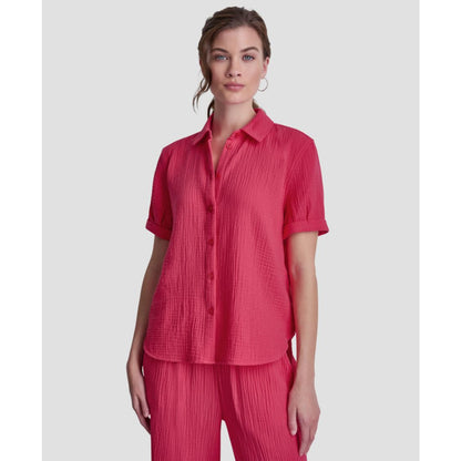 Dkny Jeans Petite Cuffed Short-Sleeve Shirt