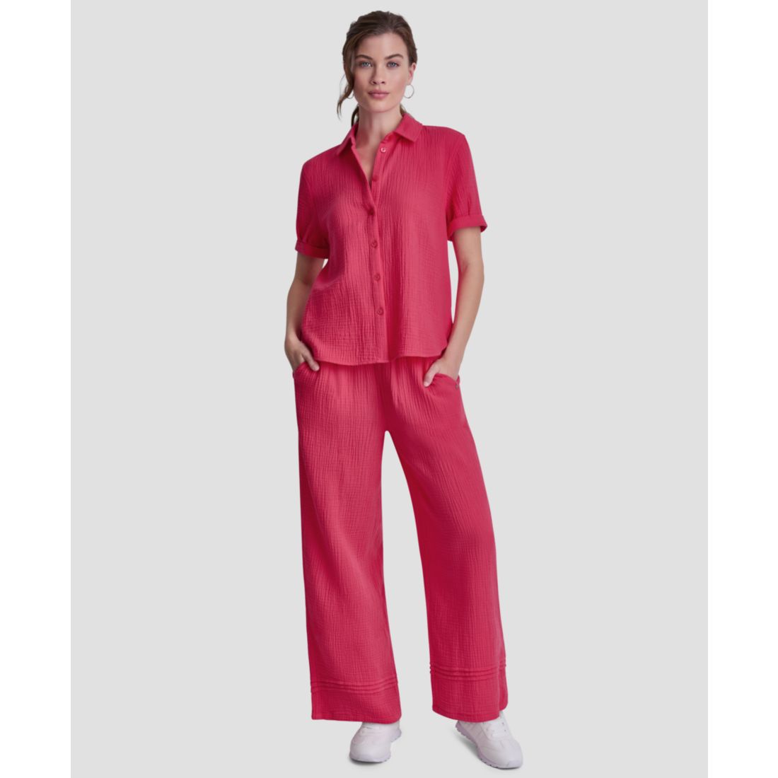 Dkny Jeans Petite Cuffed Short-Sleeve Shirt