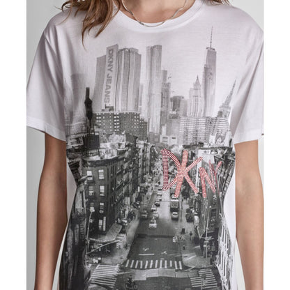 Dkny Jeans Petite New York Stacked Sequin Logo Short-Sleeve T-Shirt