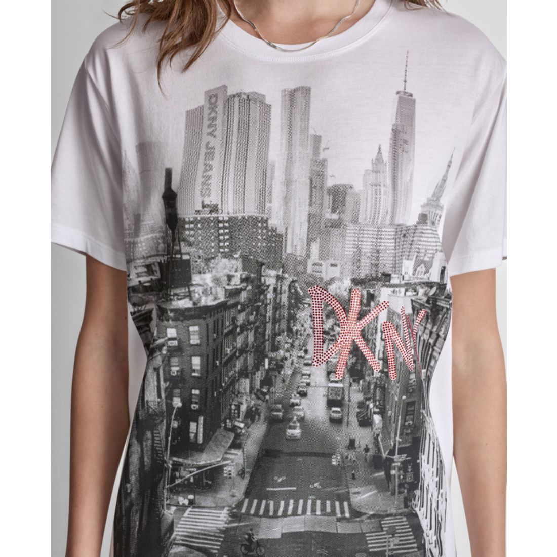 Dkny Jeans Petite New York Stacked Sequin Logo Short-Sleeve T-Shirt