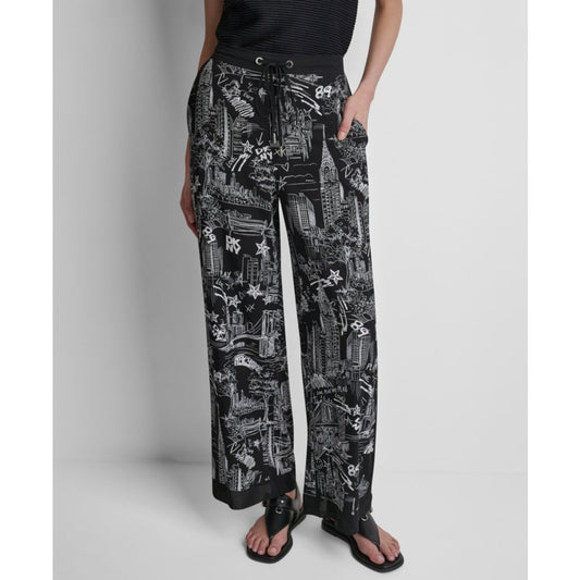 Dkny Women's Printed Drawstring Waist Pants