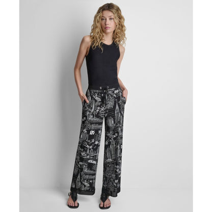 Dkny Women's Printed Drawstring Waist Pants