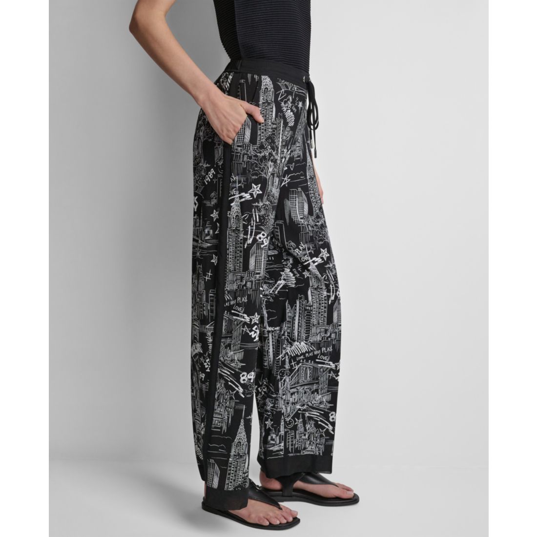 Dkny Women's Printed Drawstring Waist Pants