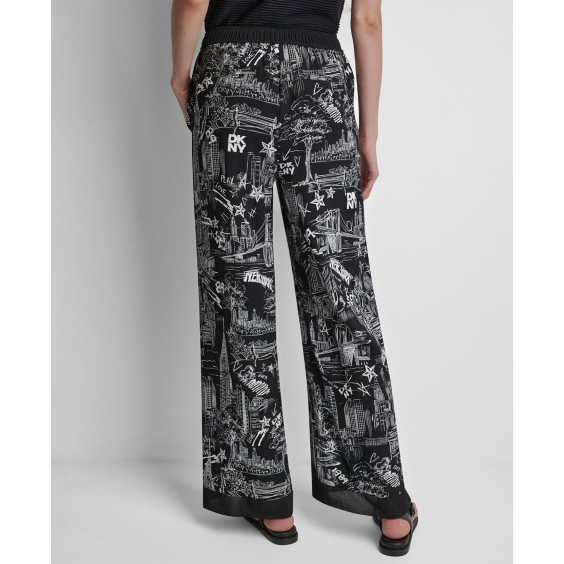 Dkny Women's Printed Drawstring Waist Pants