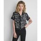 Dkny Women's Printed Short-Sleeve Camp Shirt