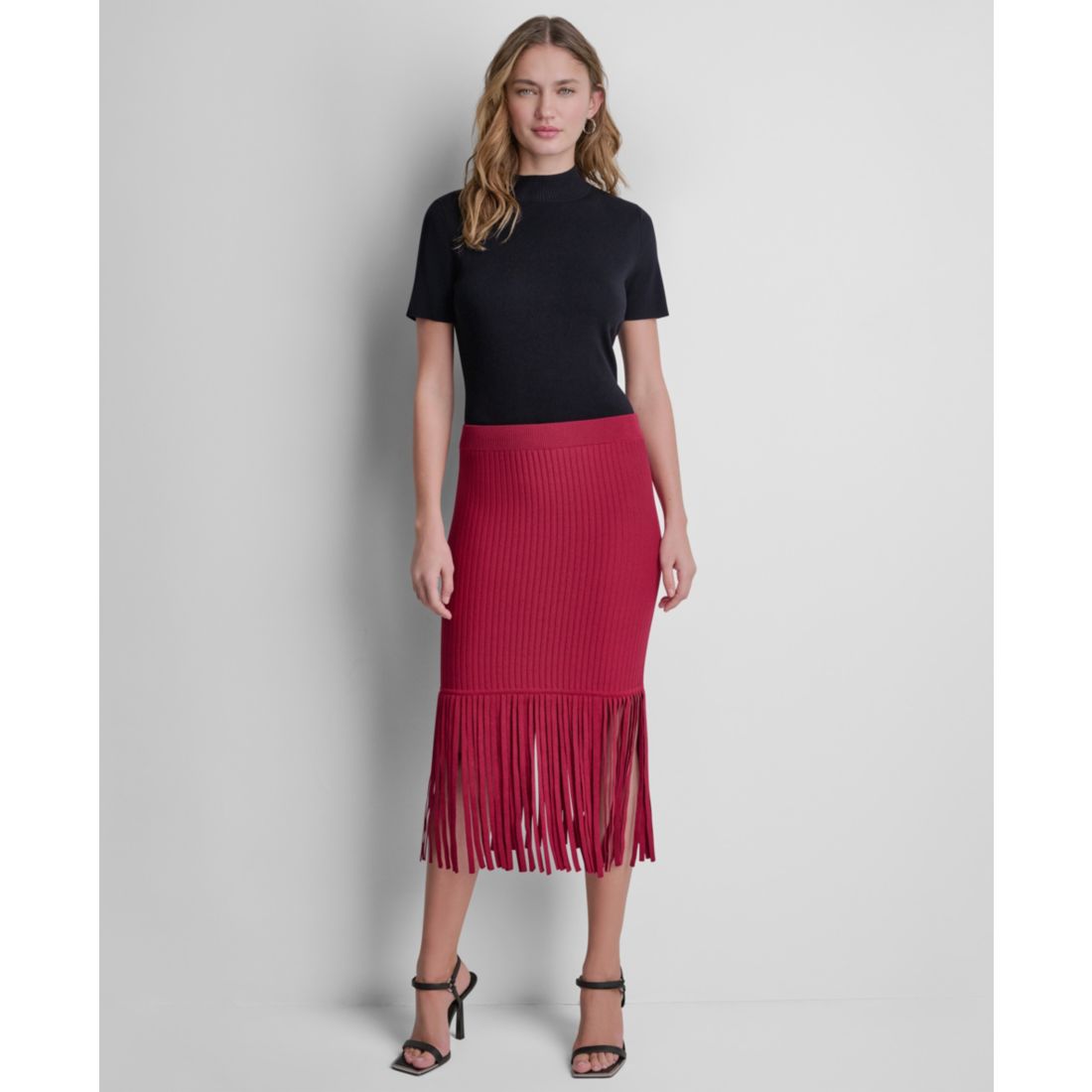 Dkny Women's Cotton-Blend Fringe Sweater Skirt