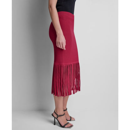 Dkny Women's Cotton-Blend Fringe Sweater Skirt