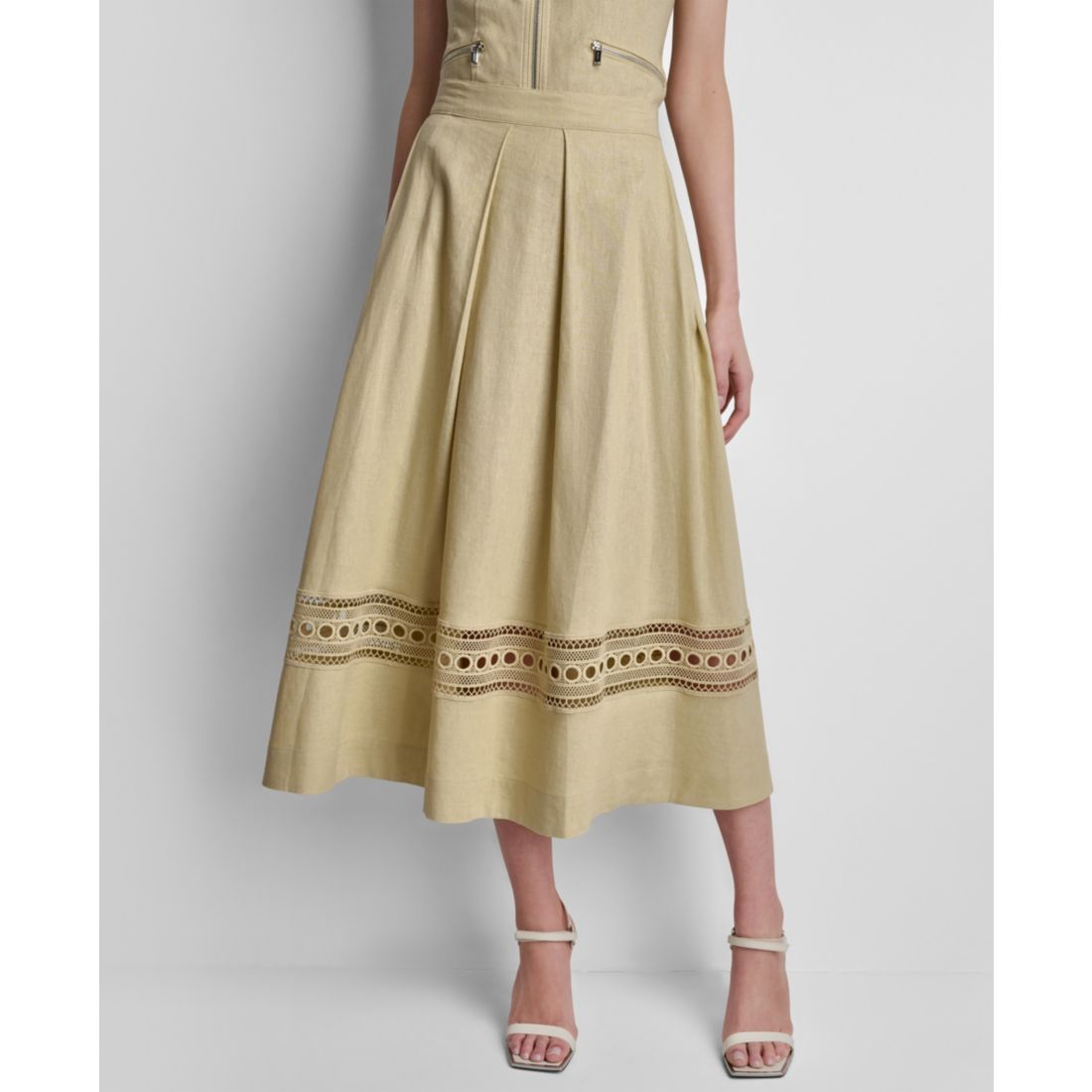 Dkny Women's Loop Embroidered Pleated Midi Skirt