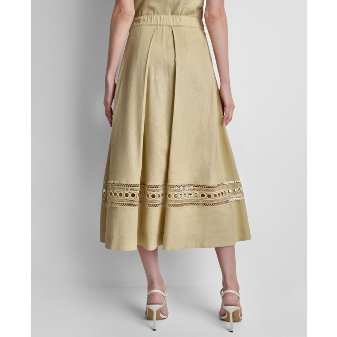 Dkny Women's Loop Embroidered Pleated Midi Skirt