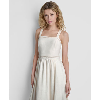 Dkny Women's Sleeveless Straight Neck Loop Lace Dress