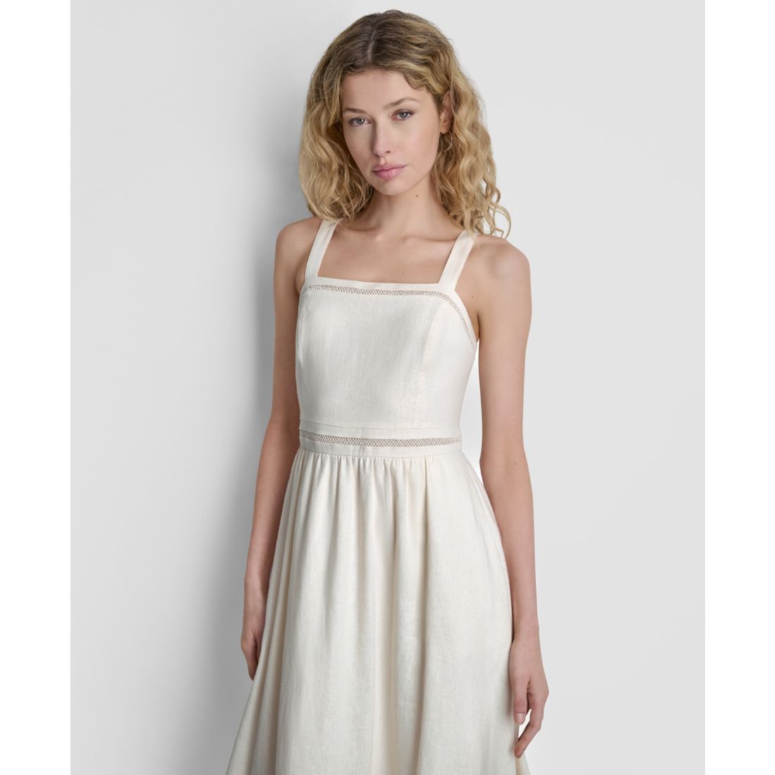 Dkny Women's Sleeveless Straight Neck Loop Lace Dress