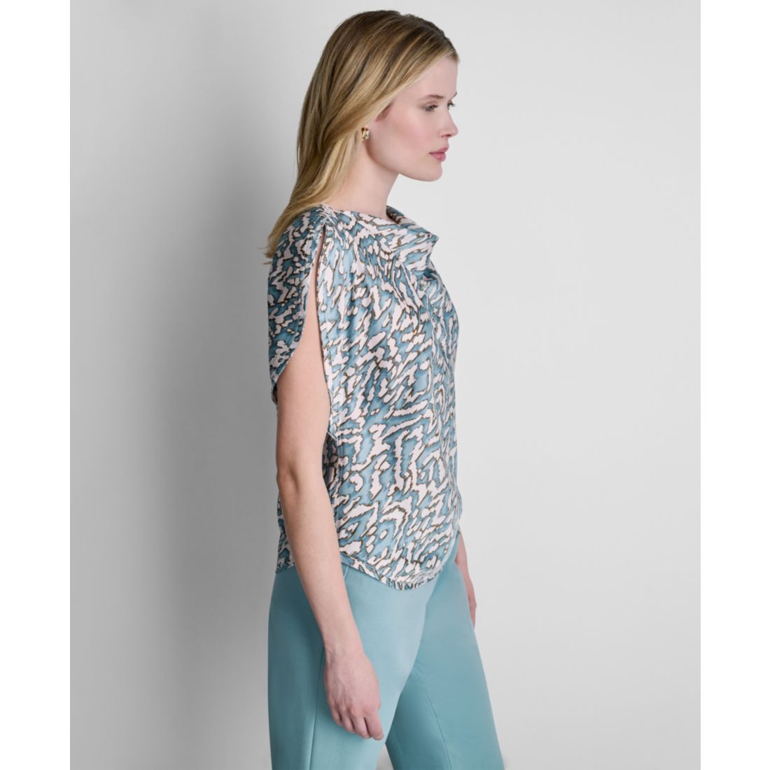Dkny Women's Printed Cowl Neck Blouse