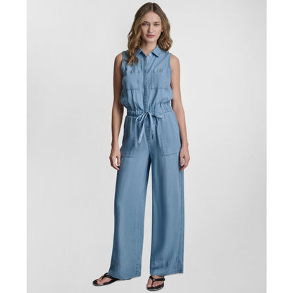 Dkny Jeans Petite Sleeveless Collared Jumpsuit