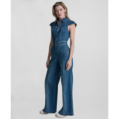 Dkny Jeans Women's Wide-Leg Cap-Sleeve Denim Jumpsuit
