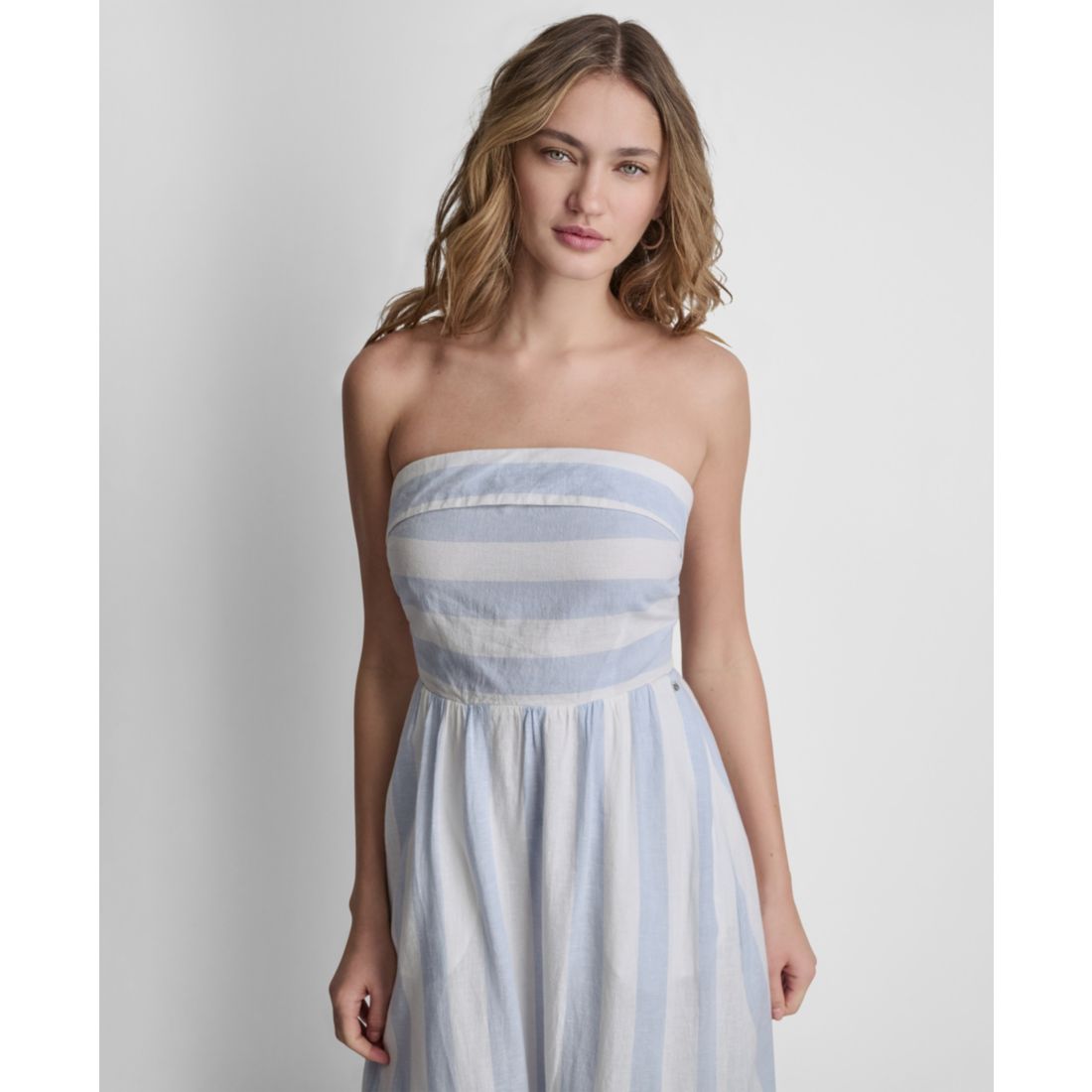 Dkny Jeans Women's Striped Strapless Midi Dress