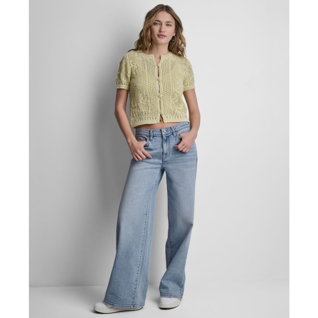 Dkny Jeans Women's Short-Sleeve Crewneck Cardigan