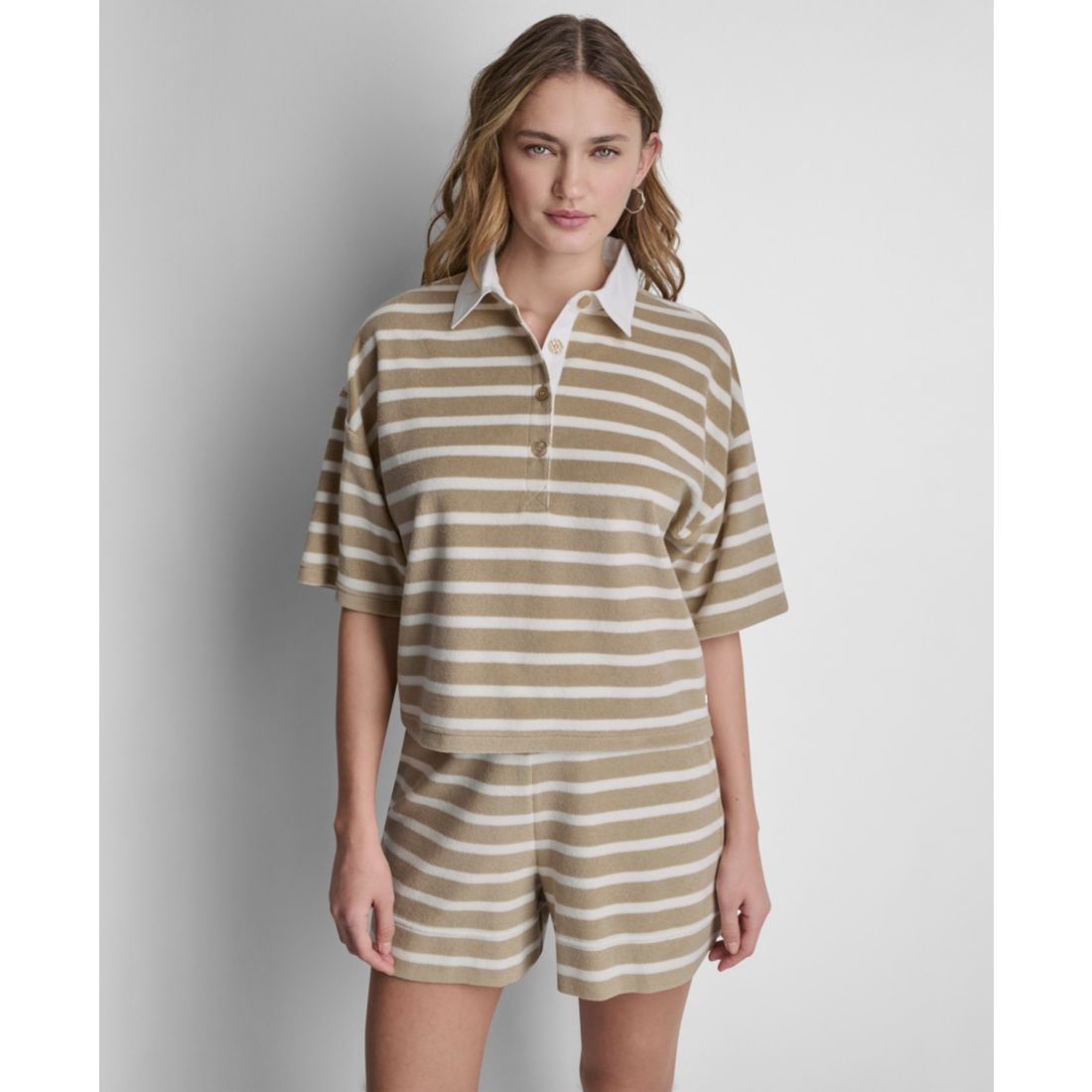 Dkny Jeans Women's Striped Polo T-Shirt
