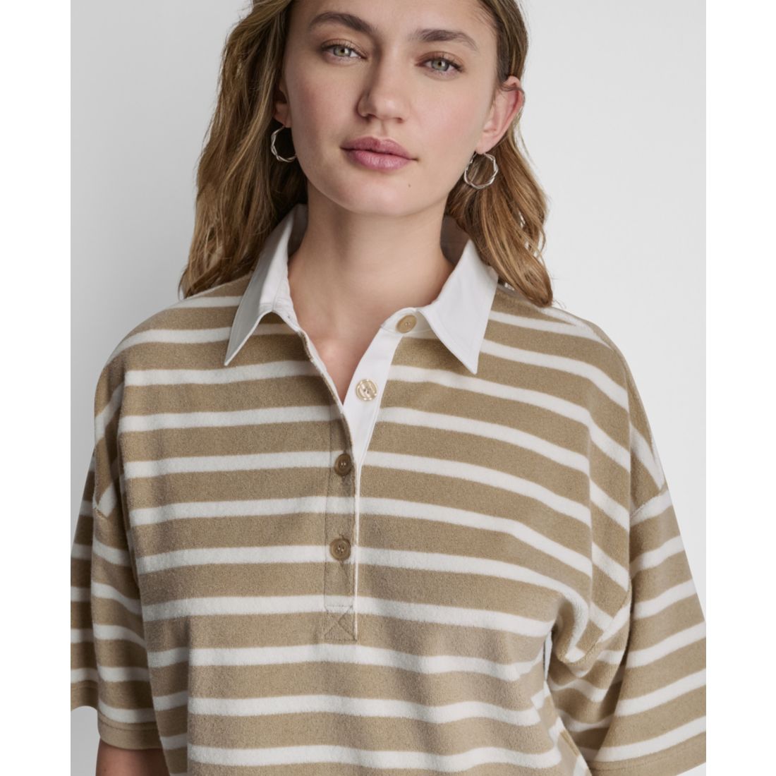Dkny Jeans Women's Striped Polo T-Shirt