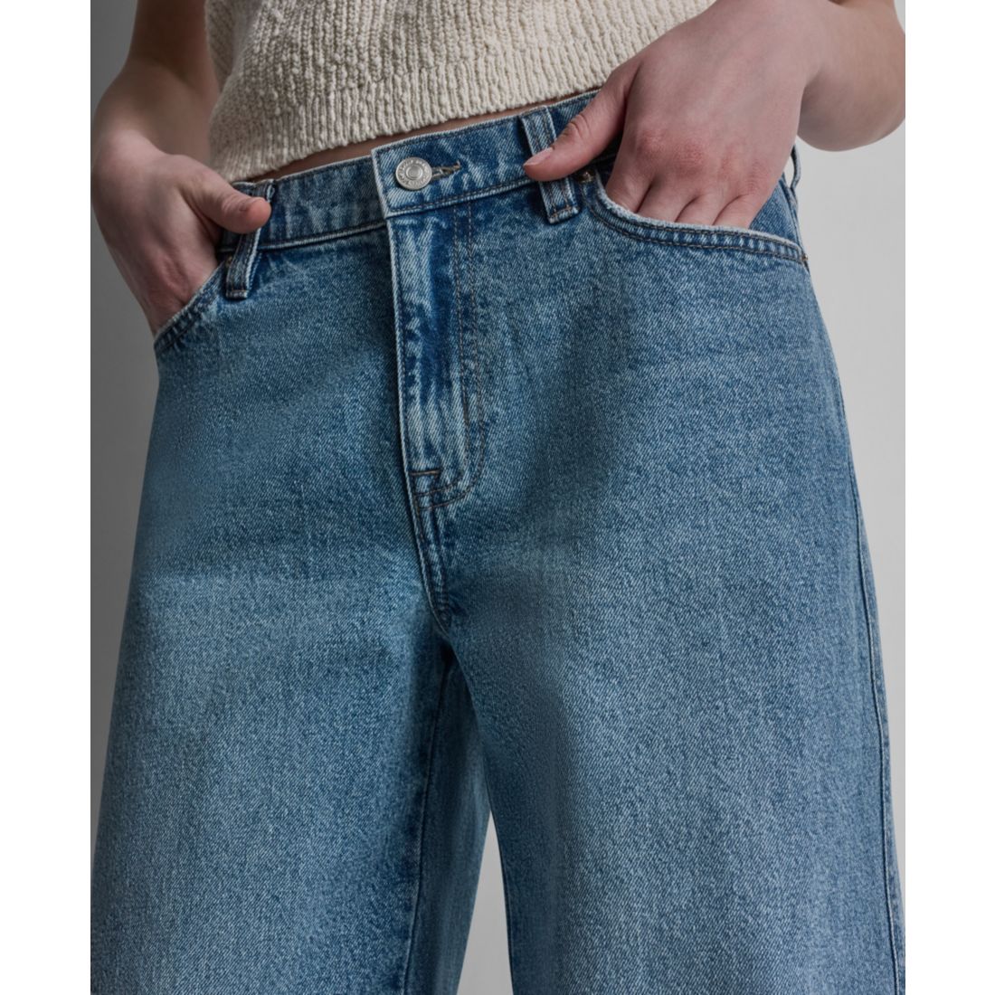 Dkny Jeans Women's Mid-Rise Barrel-Leg Cotton Jeans