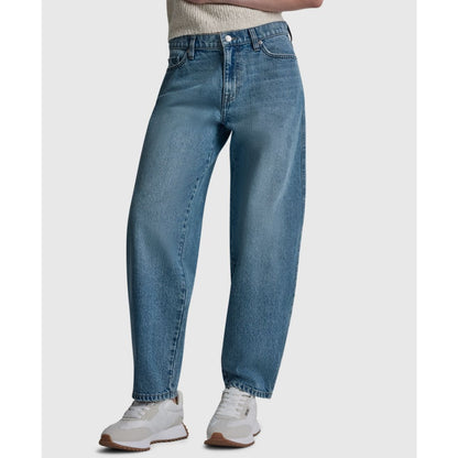 Dkny Jeans Women's Mid-Rise Barrel-Leg Cotton Jeans