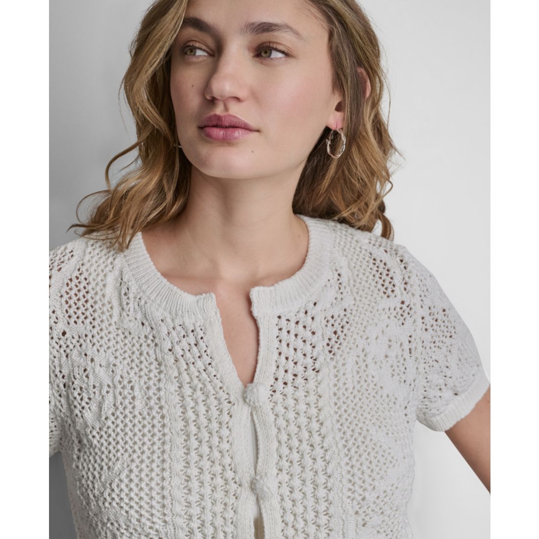 Dkny Jeans Women's Short-Sleeve Crewneck Cardigan