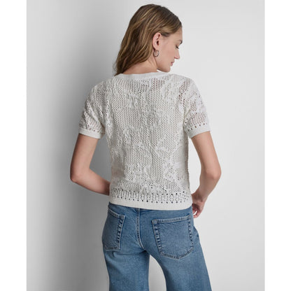 Dkny Jeans Women's Short-Sleeve Crewneck Cardigan