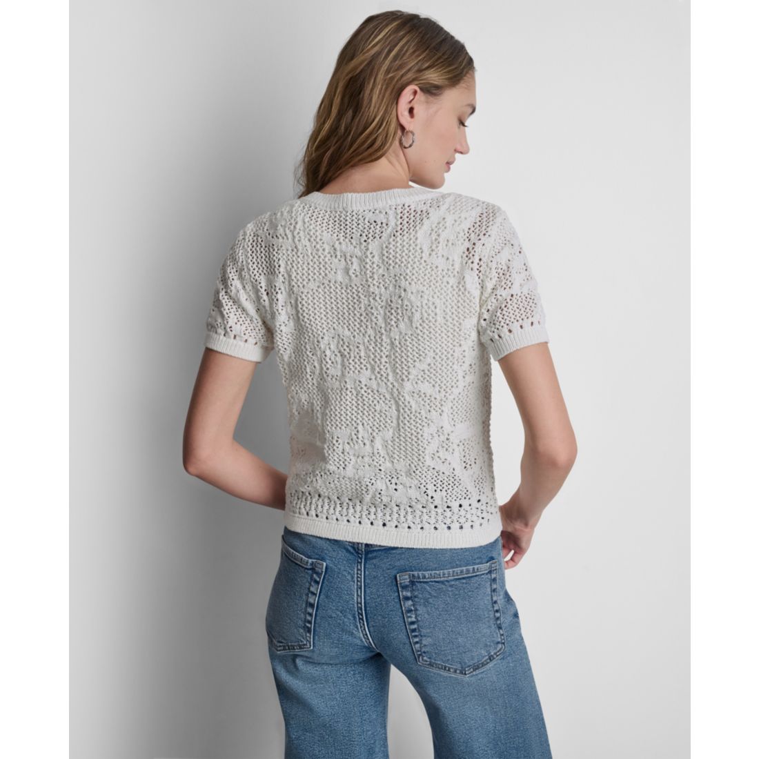 Dkny Jeans Women's Short-Sleeve Crewneck Cardigan
