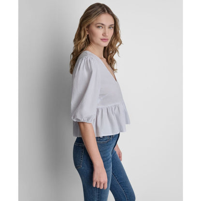 Dkny Jeans Women's V-Neck Button-Front Shirt